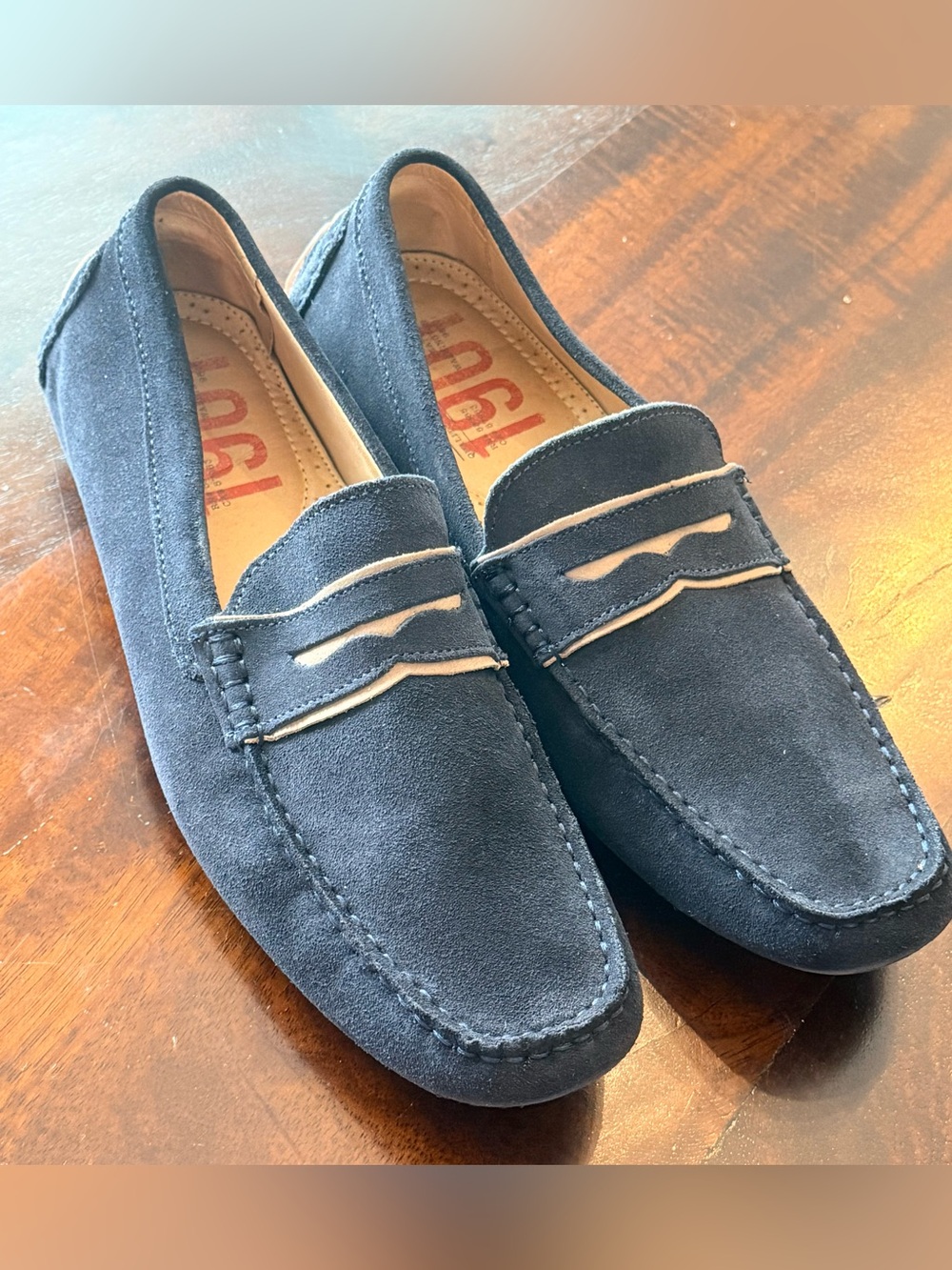 1901 Men's Navy Suede Penny Loafers